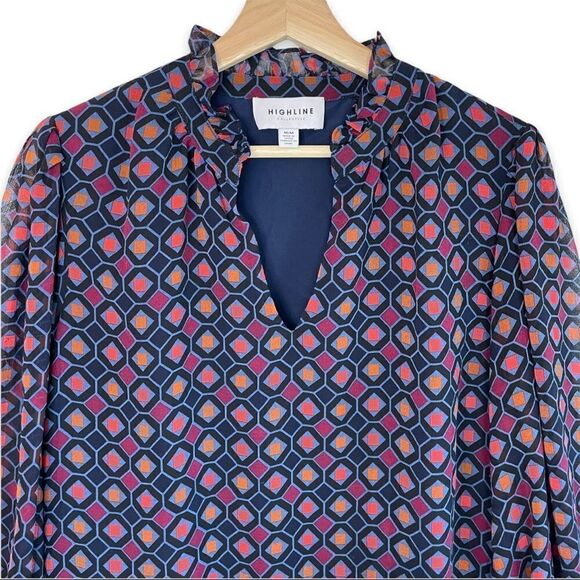 Highline Collective Geometric Print Ruffled Collar Dress - Picture 2 of 8